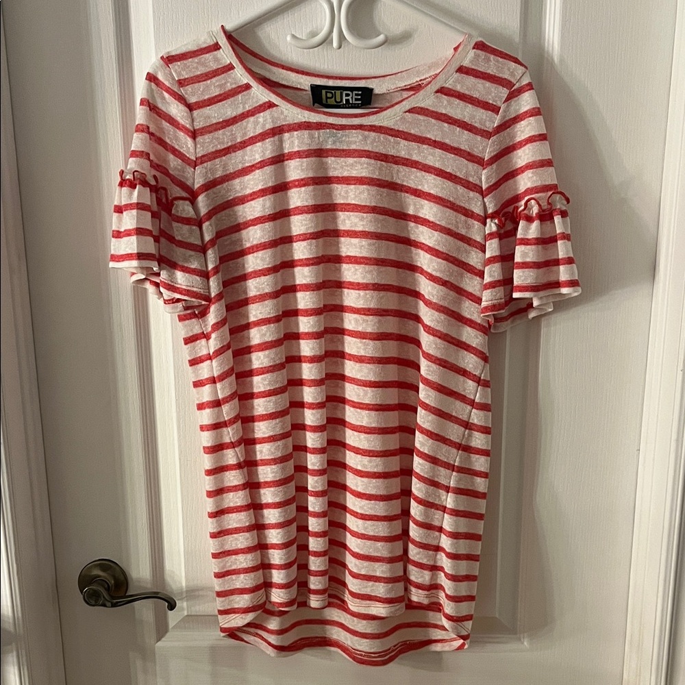 PURE Red and White Striped Women's Top